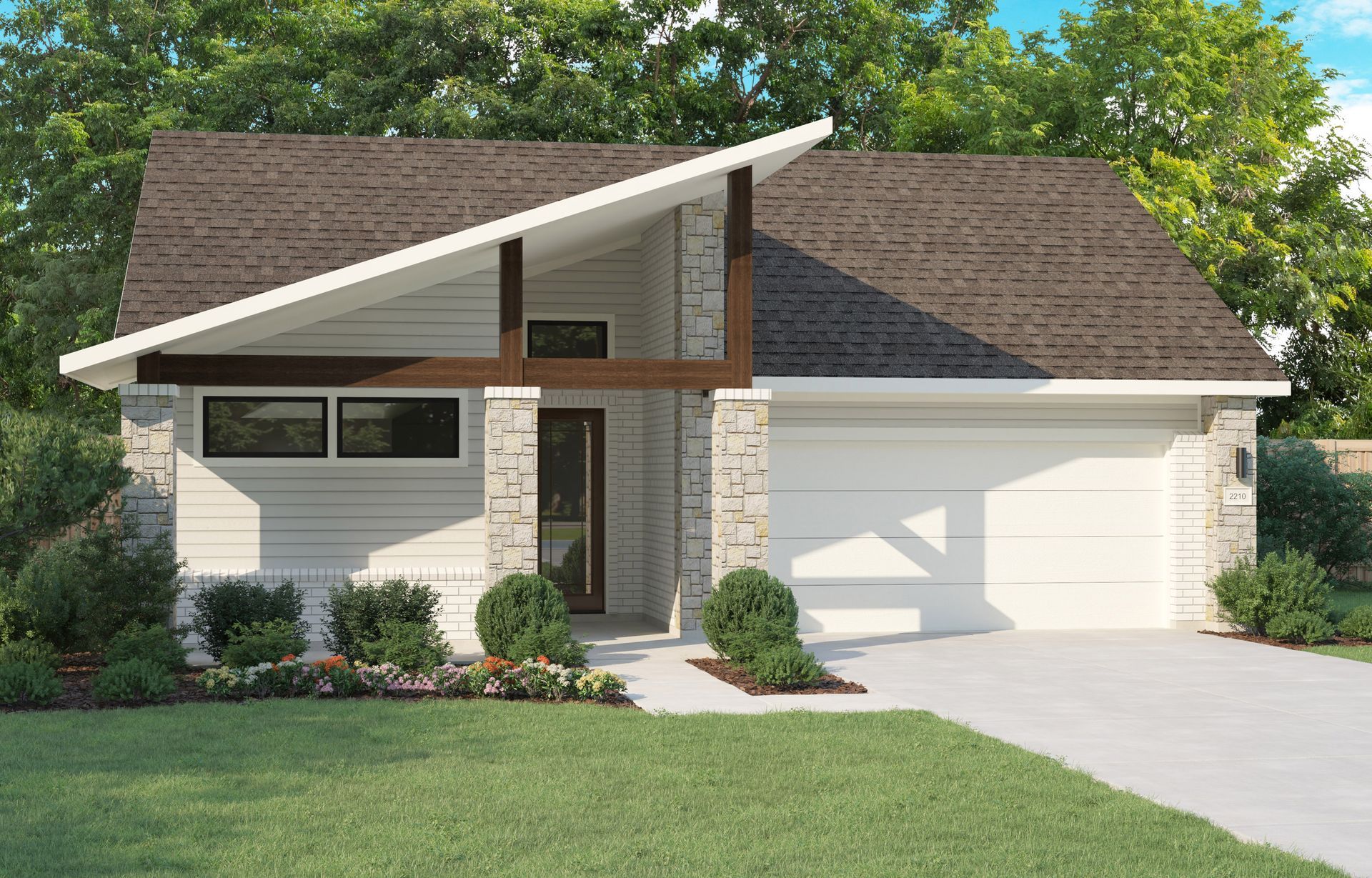 Single-family home design featuring modern architecture elements.:Elevation X