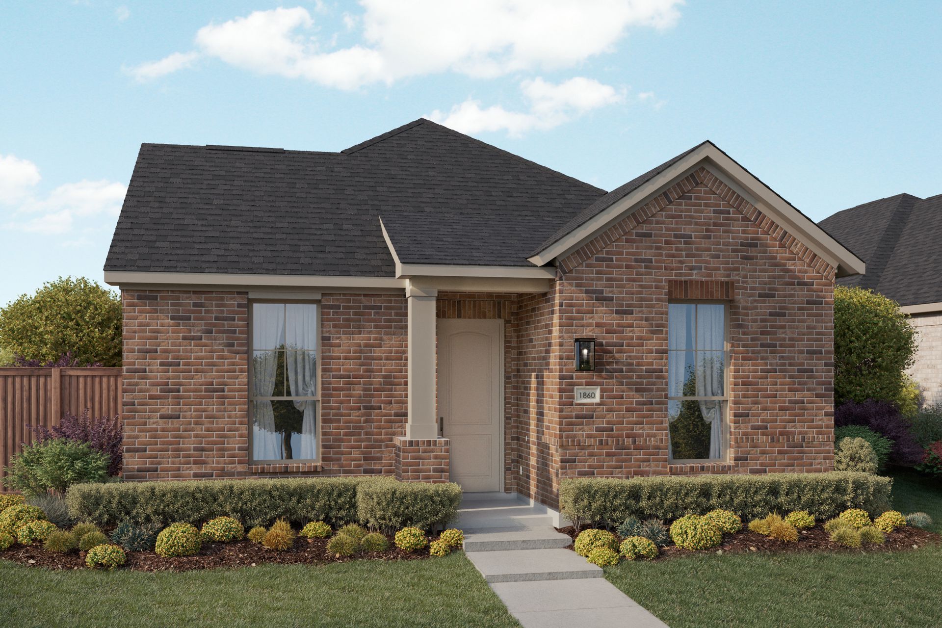 "Brick Single-Family Home Design and Architecture Render":Elevation A