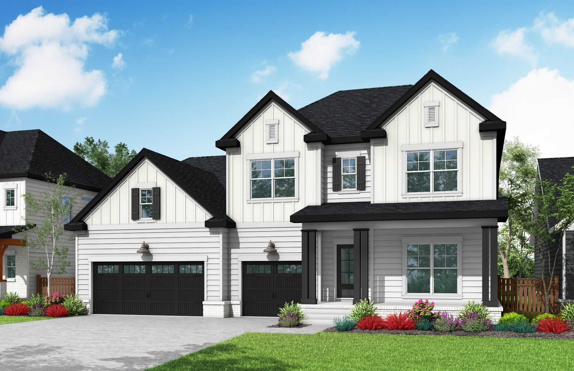 Elegant Two-Story Home with Black Accents in Roan at Brush Creek:Luxurious house with timeless design, black accents, and pristine landscaping in Roan at Brush Creek.