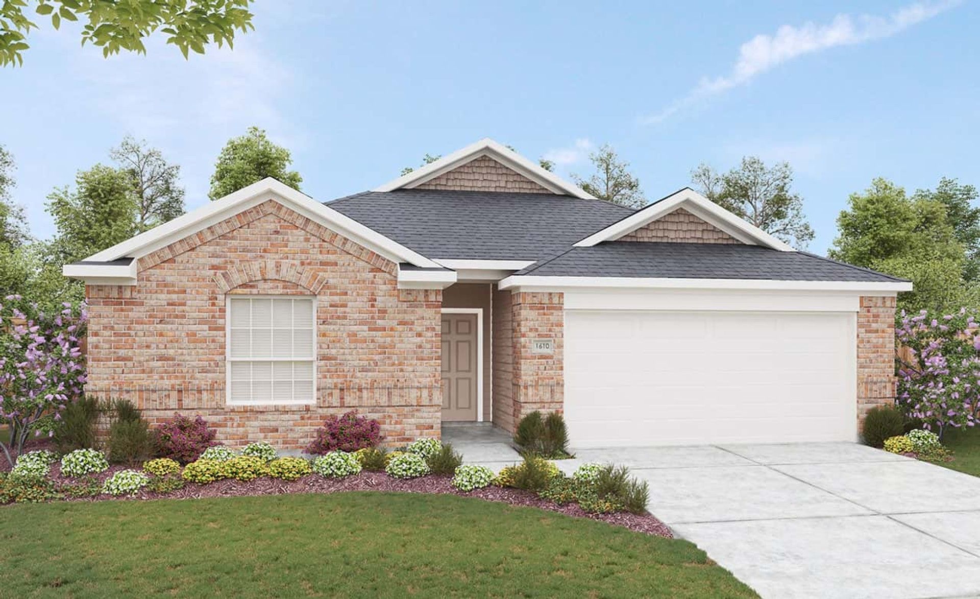 Modern Brick Single-Family Home Design in Residential Architecture:Elevation C