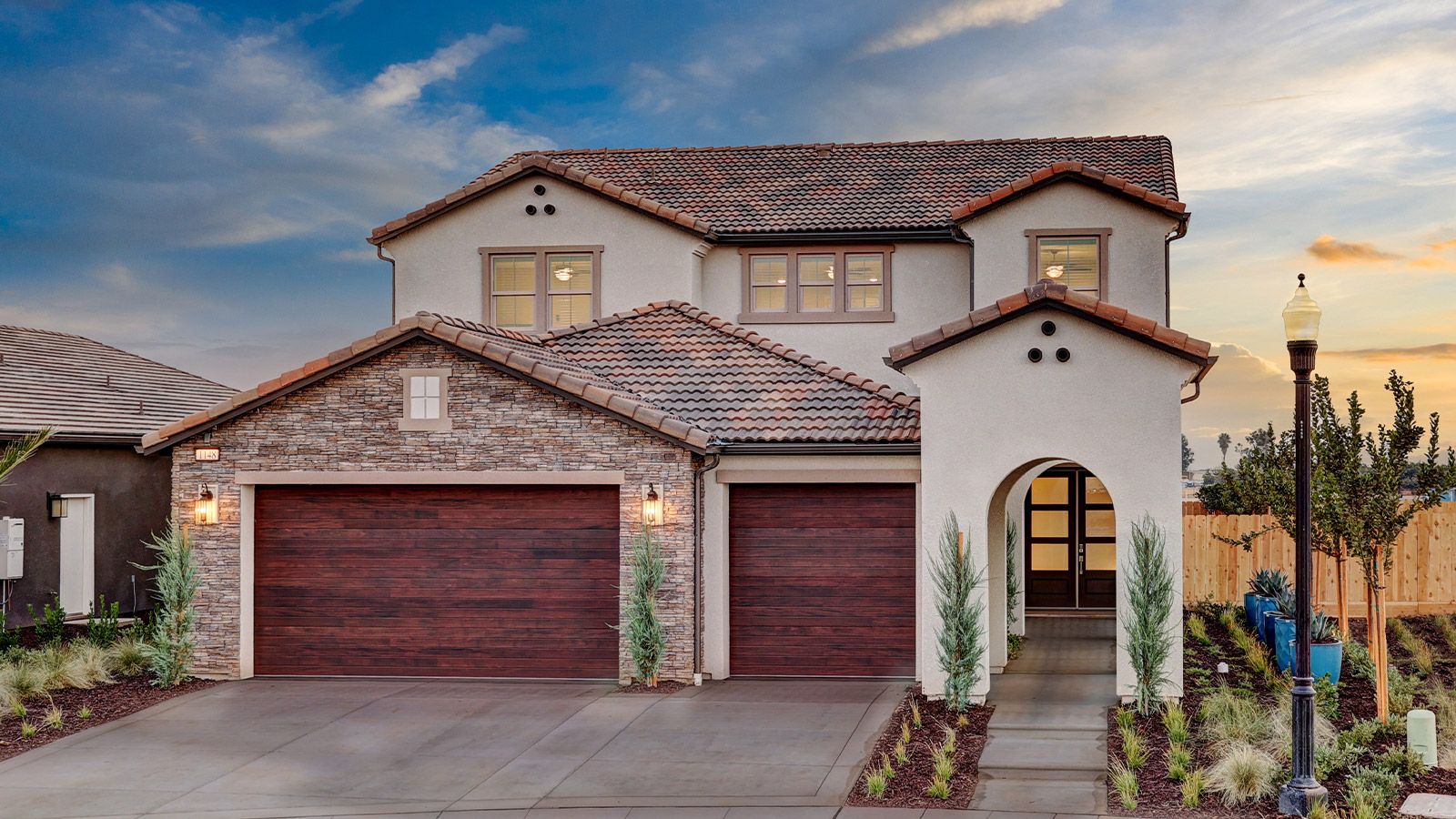 Everly | Modern Spanish with Portico and Stone:Everly