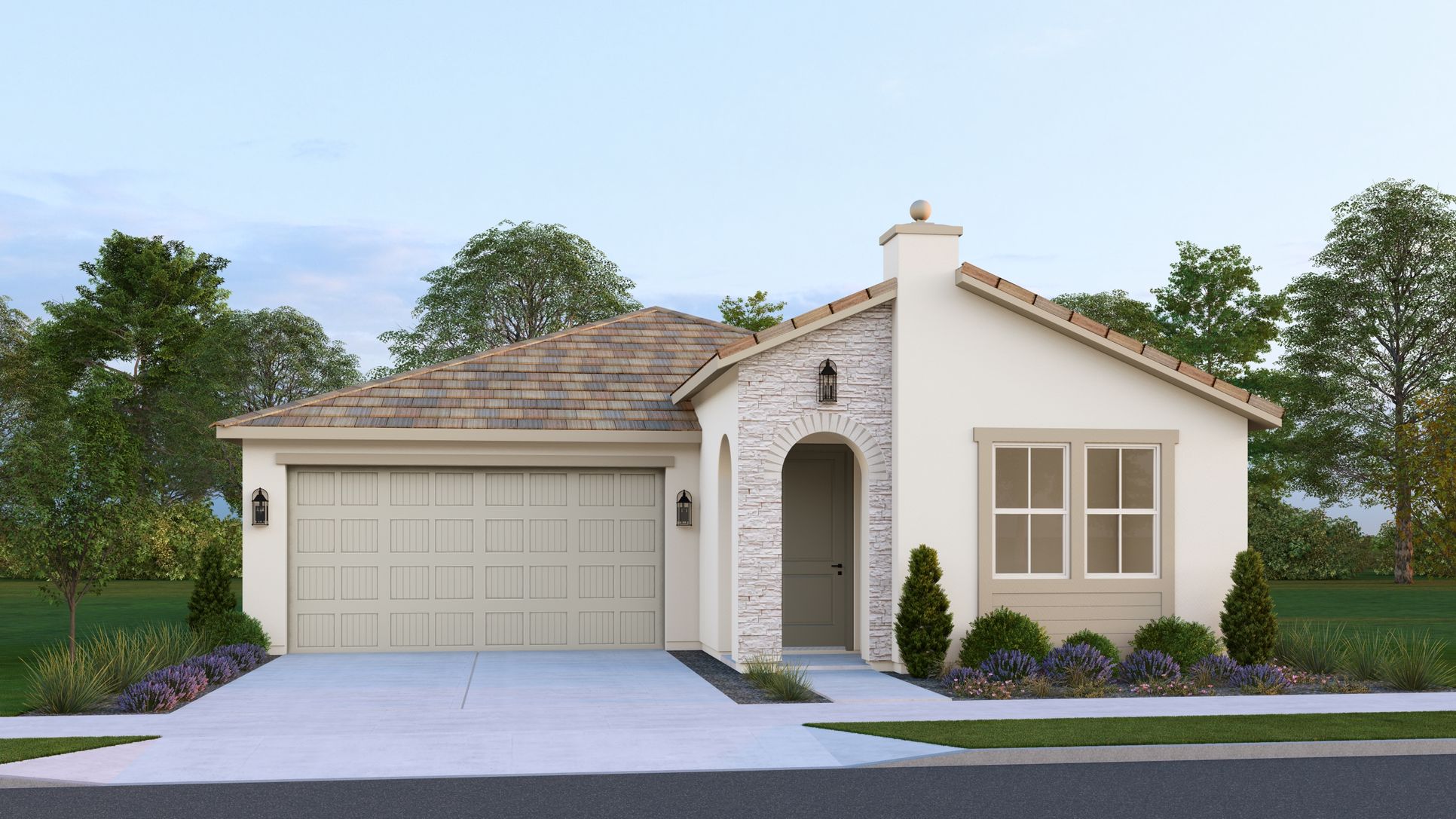 Exterior:The Villa 5 - Modern Spanish with Stone Exterior, Color Package 1