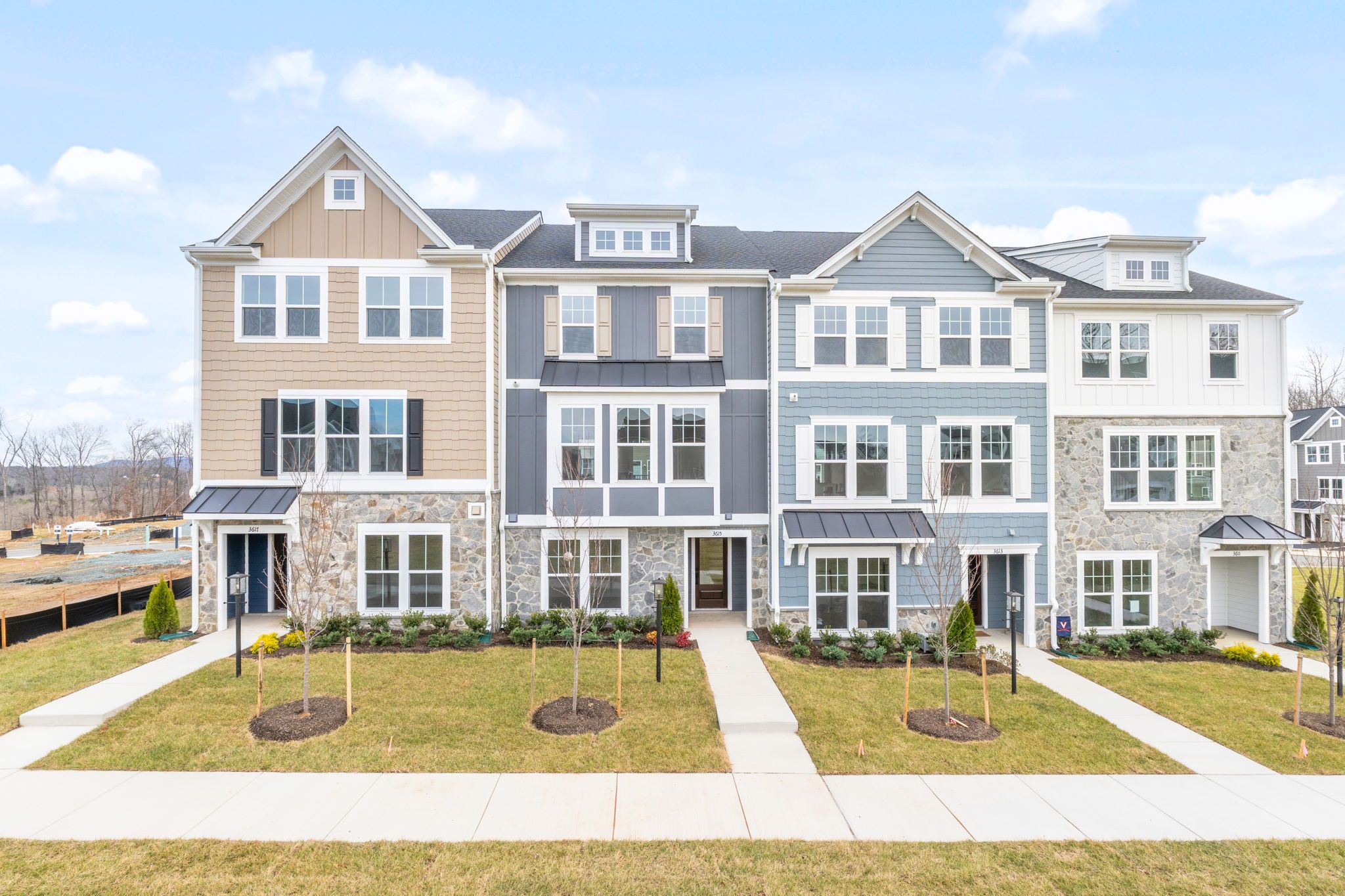 Exterior:Elevations H, E, F, A (Left to Right)