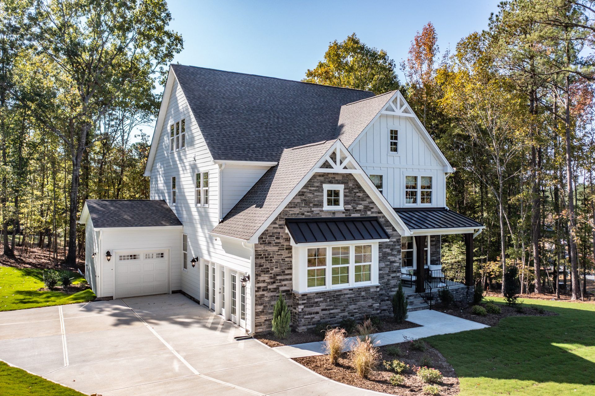 Farmhouse Side View- 3 Car Garage:Farmhouse Side View- 3 Car Garage