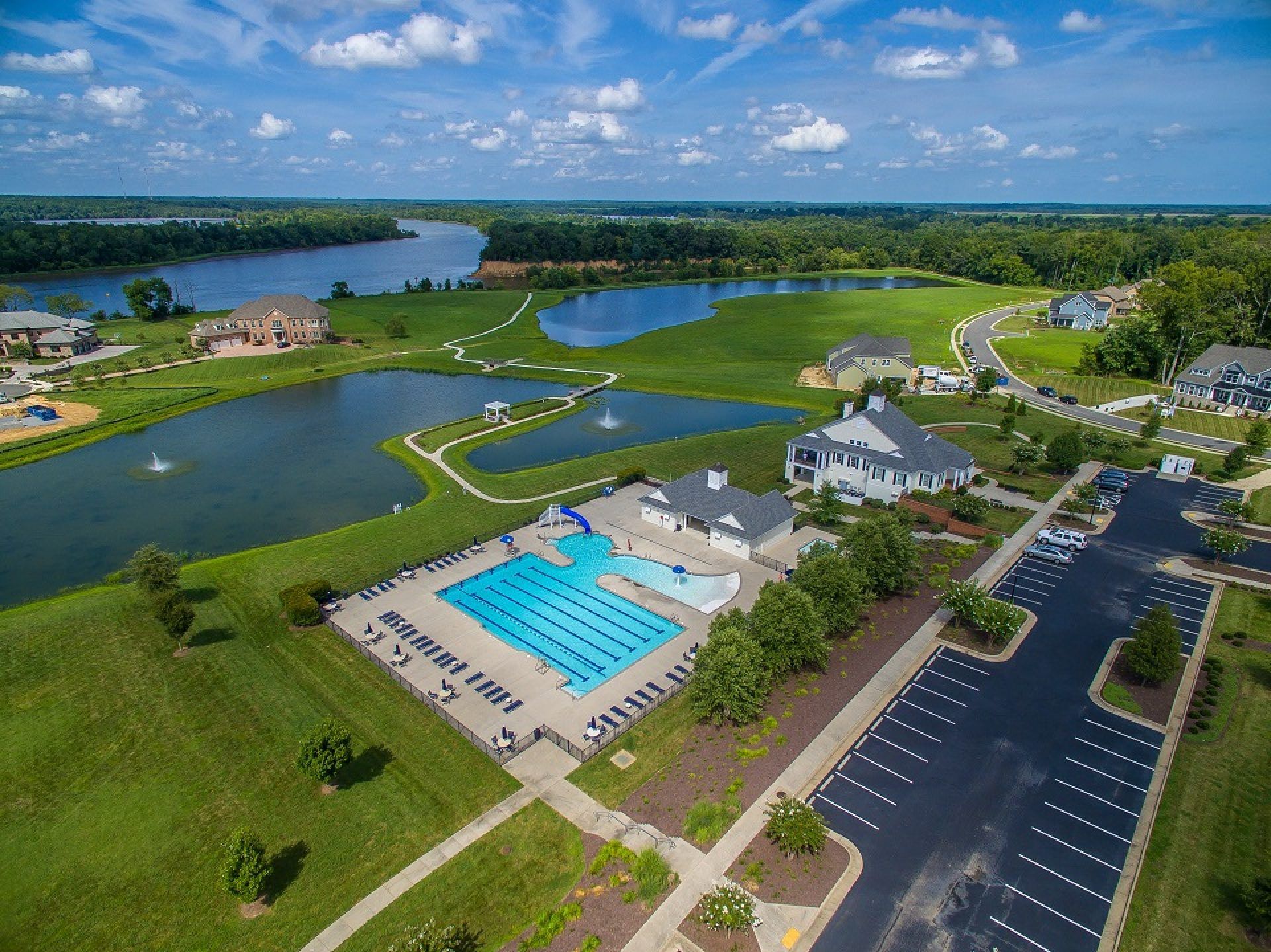 Meadowville Landing Twin Rivers - Overhead Pool and River - HHHunt Homes