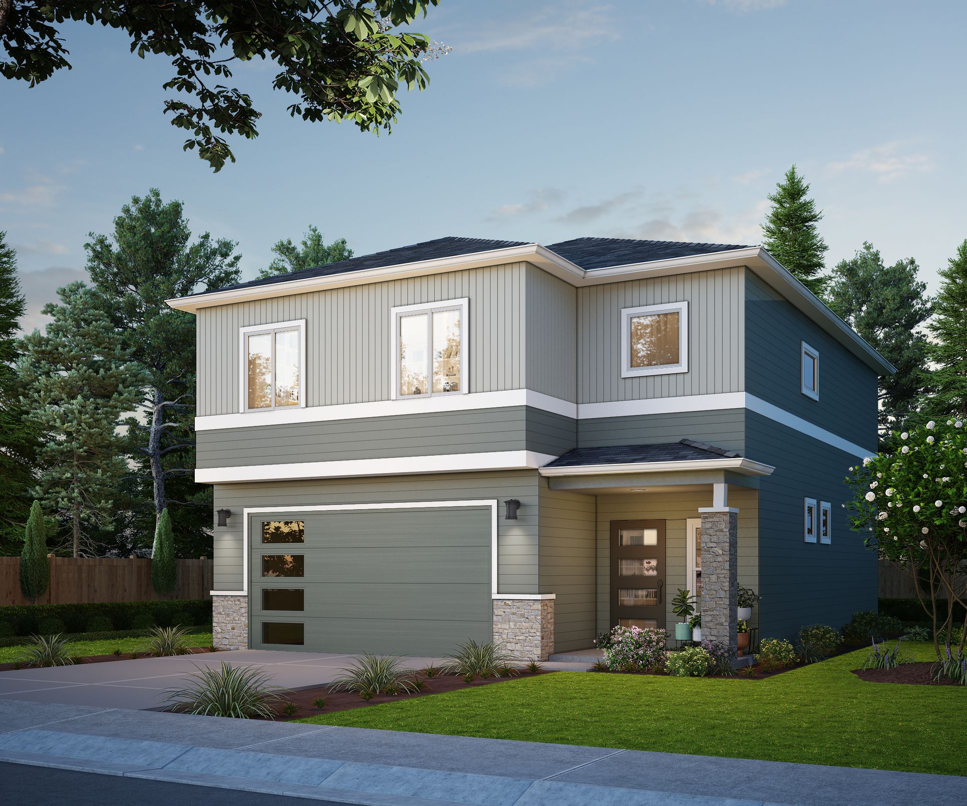 1857C 2 Car - Dusk with options:Elevation