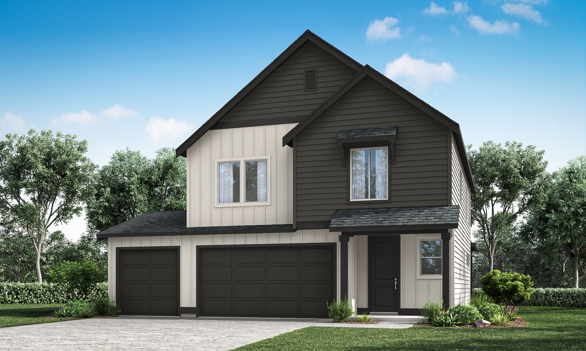 Elevation D with 3-Car Garage:The 2184