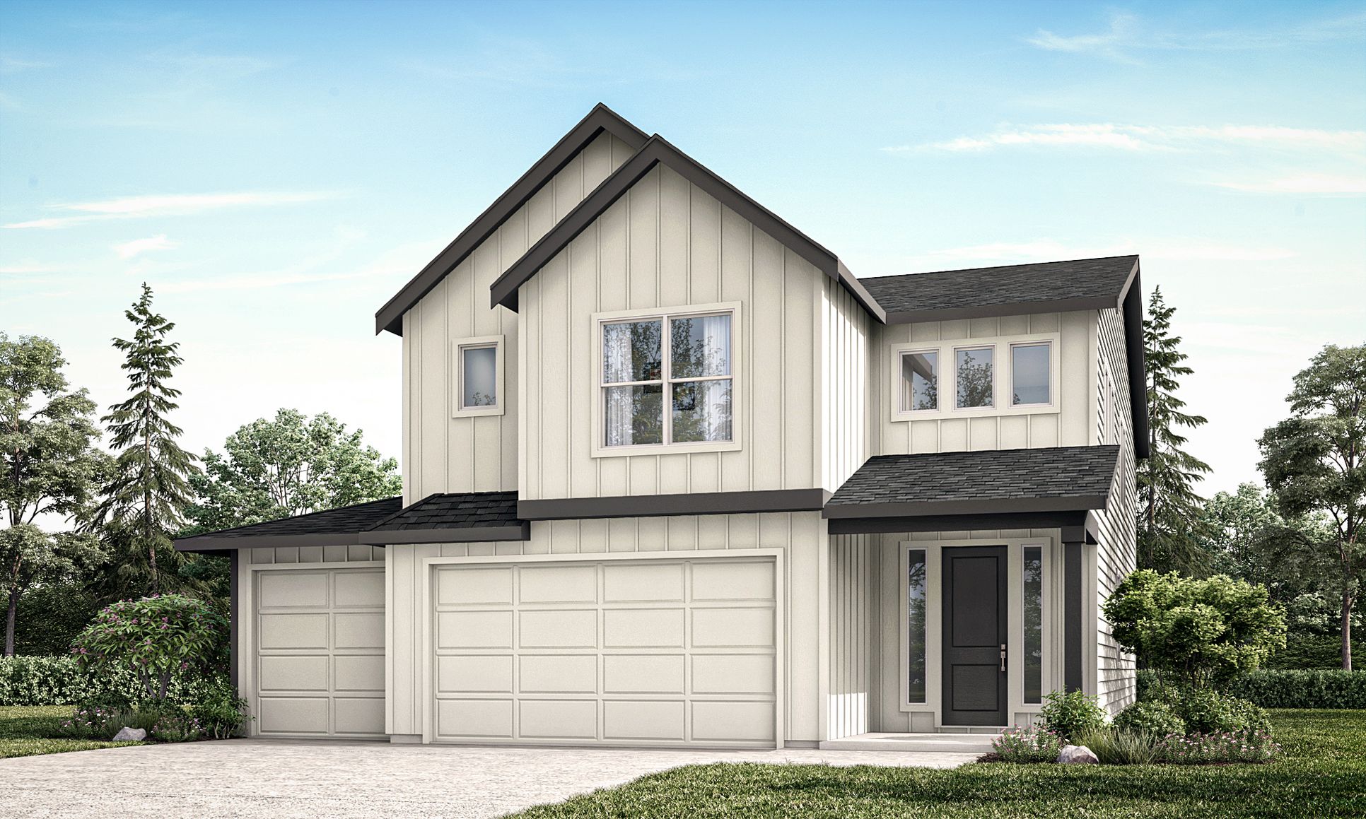 Elevation D with 3-Car Garage:Elevation