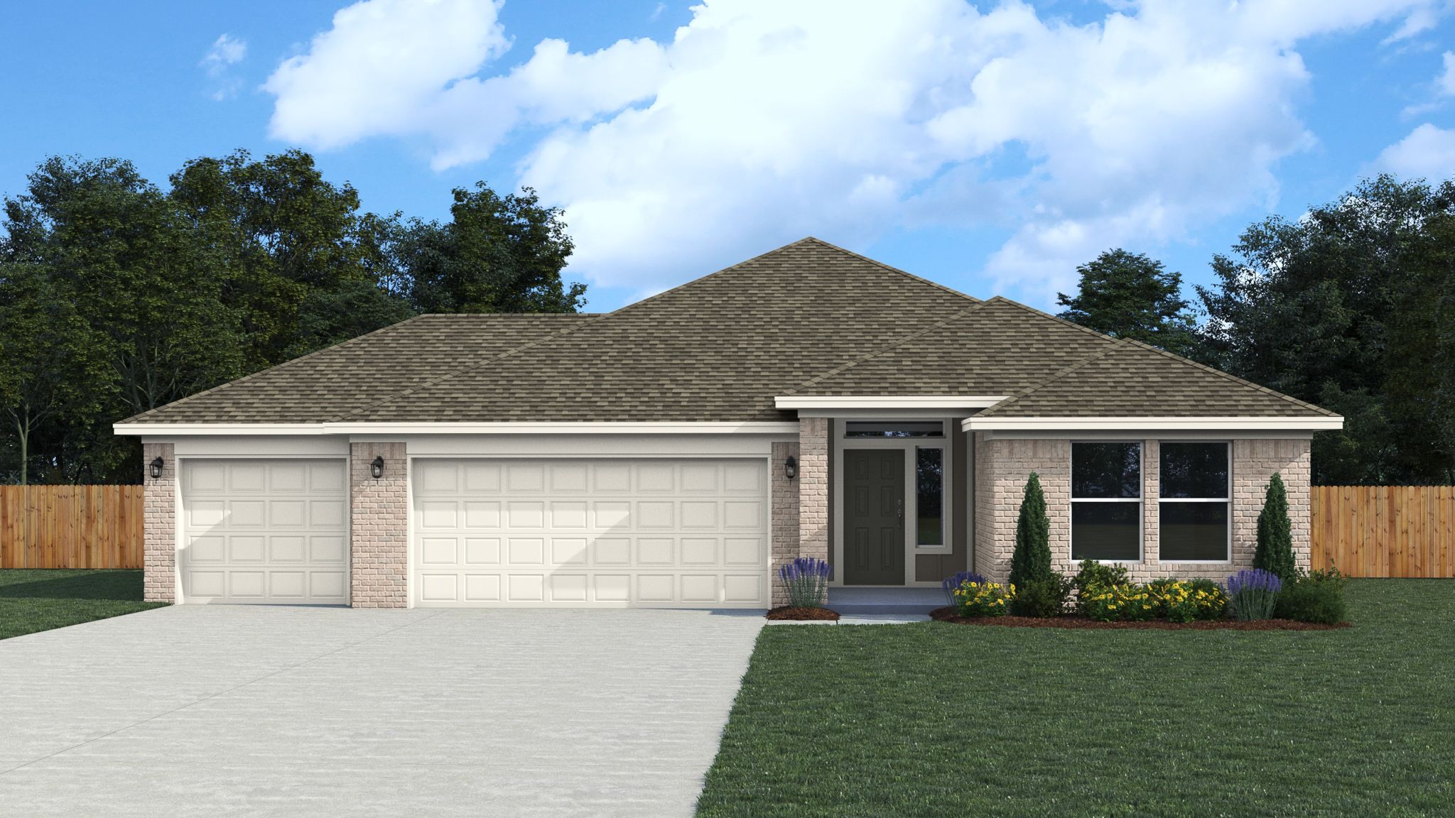 Inwood 3-Car - Canvas Collection: Elevation A (Traditional):Inwood 3-Car - Canvas Collection: Elevation A (Traditional)