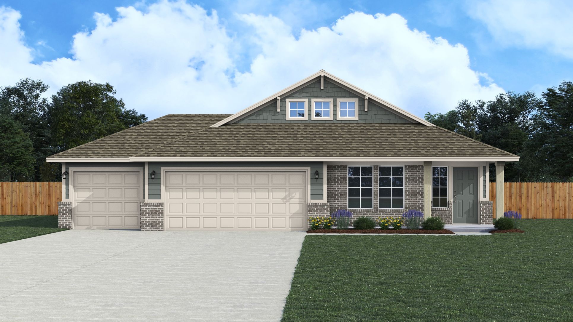 London 3-Car - Canvas Collection: Craftsman (Elevation B):London 3-Car - Canvas Collection: Craftsman (Elevation B)