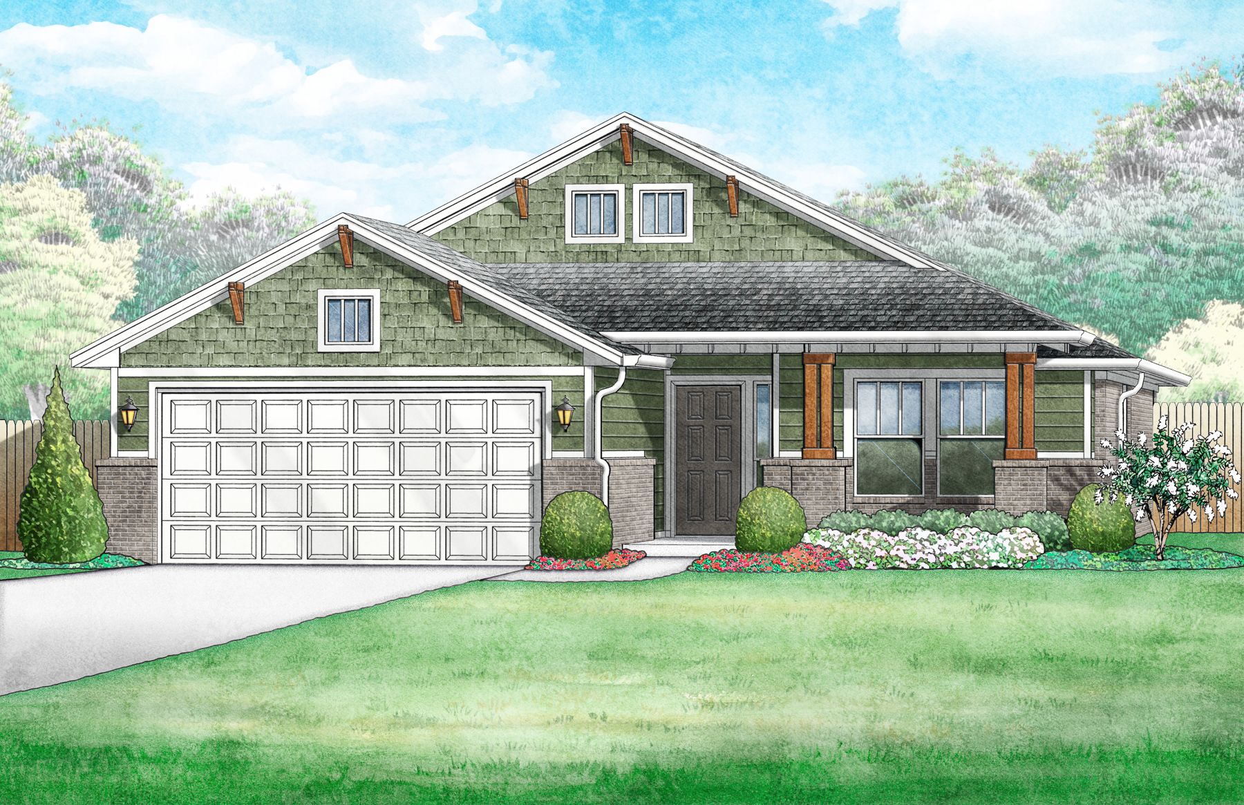 Craftsman Holloway 3-Car Elevation A:Craftsman Holloway 3-Car Elevation A