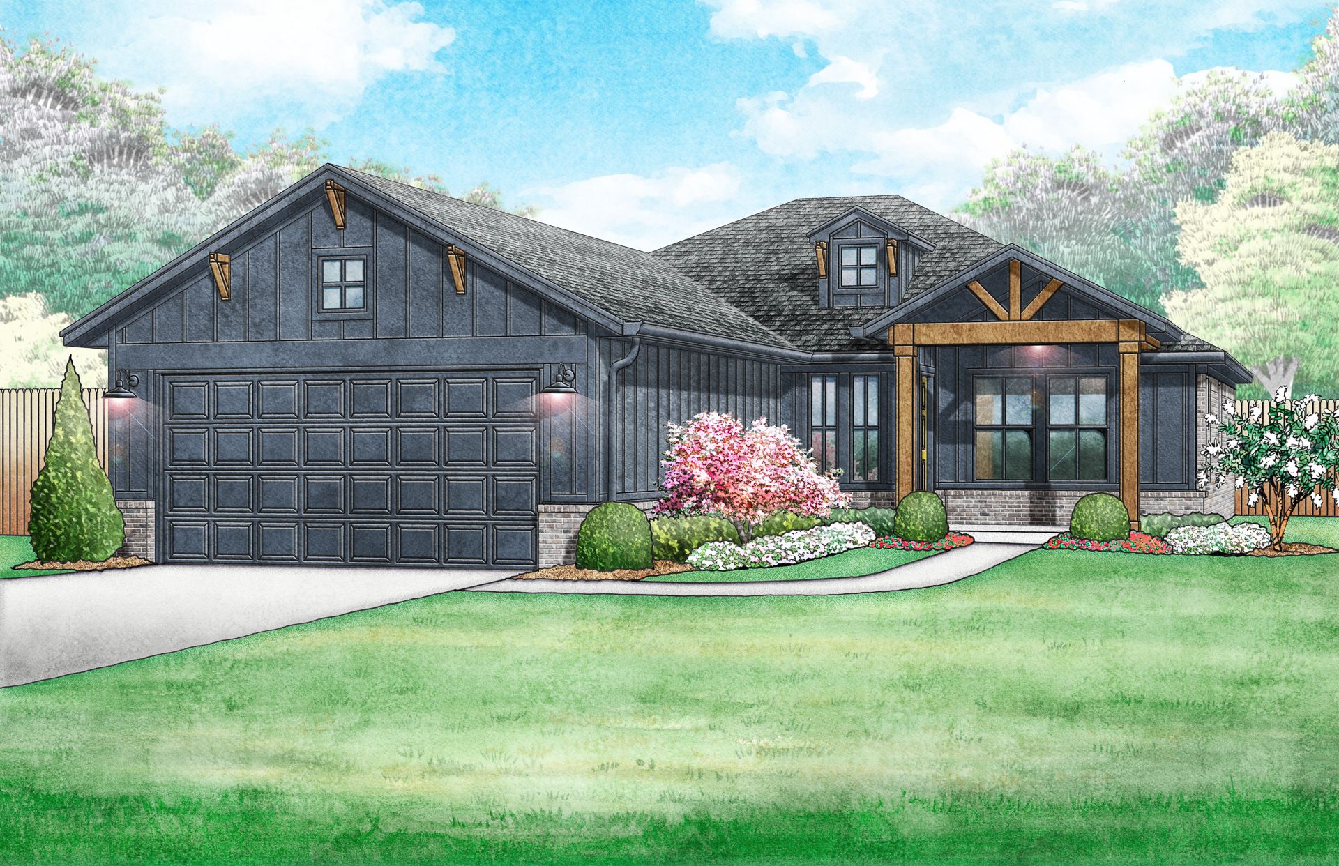 Forrester Farmhouse - Elevation B:Forrester Farmhouse - Elevation B