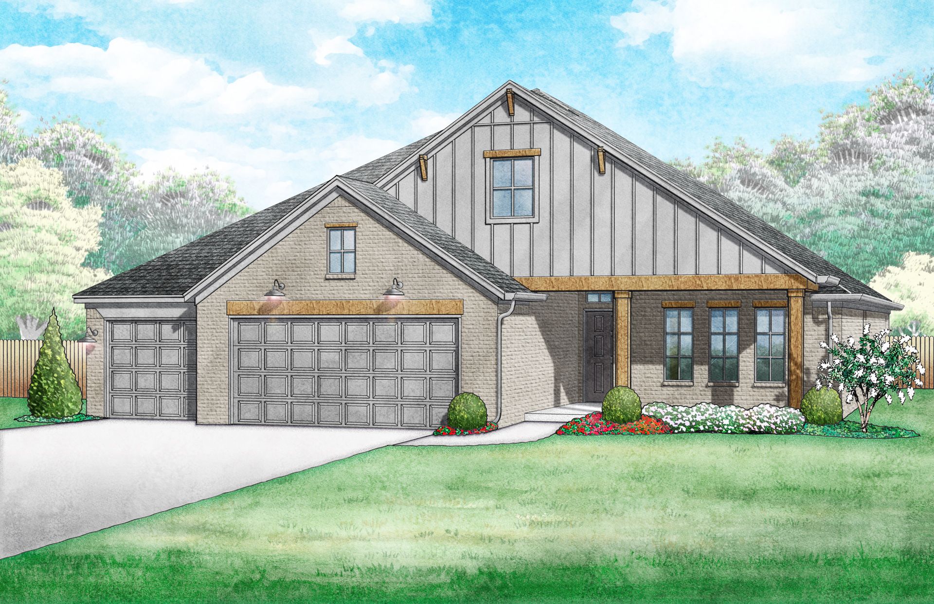 Overly Farmhouse - Elevation B:Overly Farmhouse - Elevation B