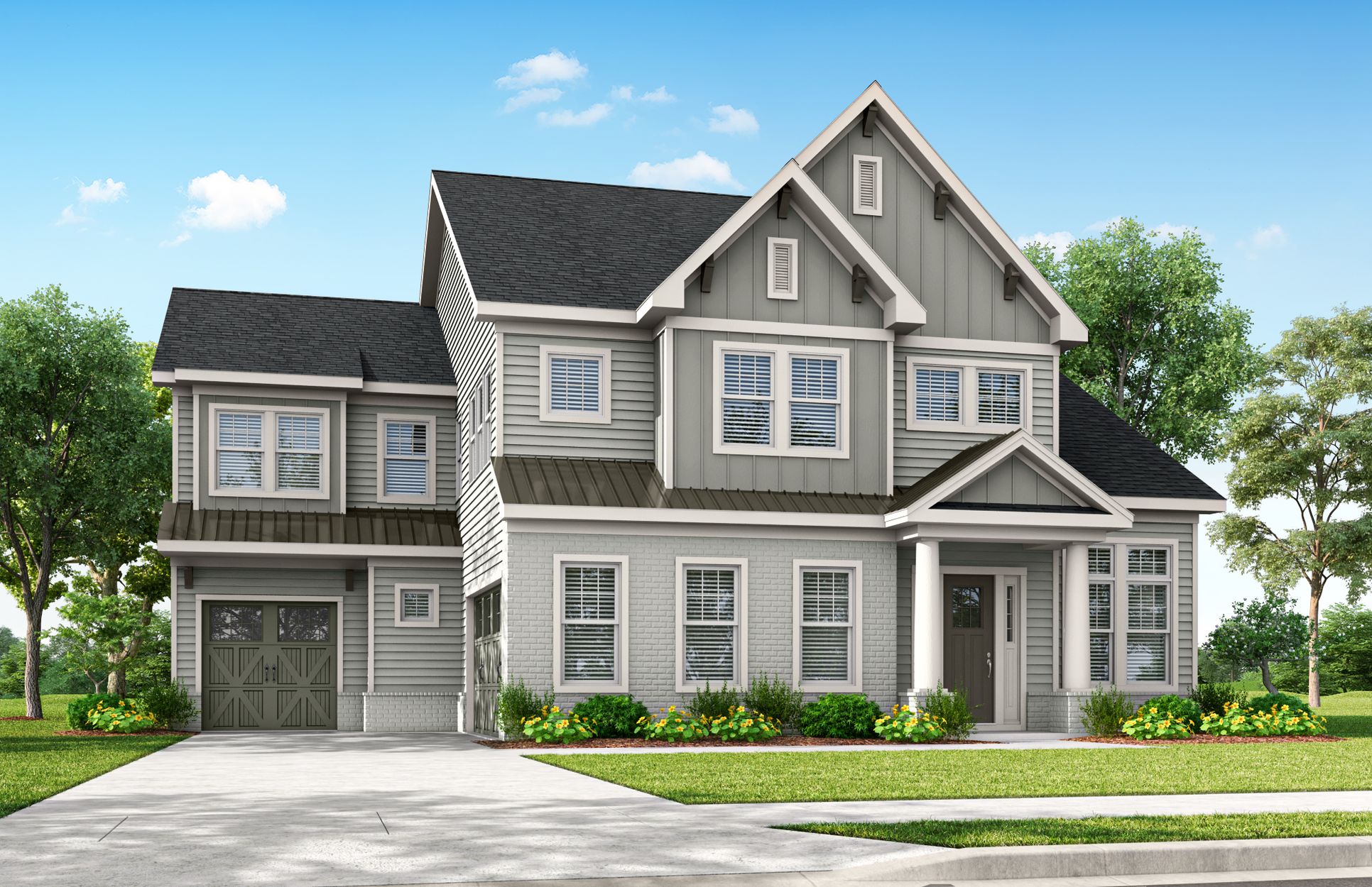 Exterior:Huntingdon Craftsman Available In Brick or Stone