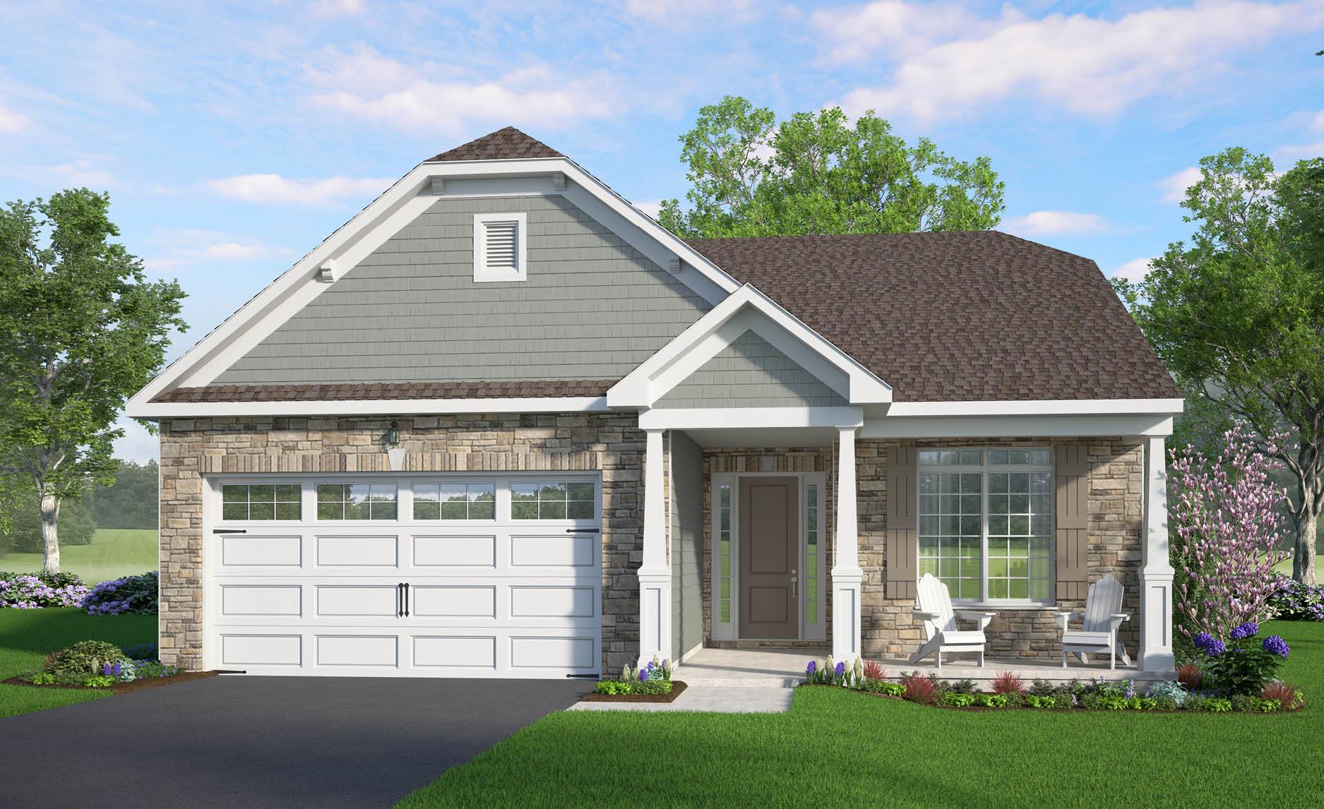 Foxgrove I Craftsman Ranch home at The Fields at Lafayette Way 55+ Active Adult community in East...:Foxgrove I Craftsman