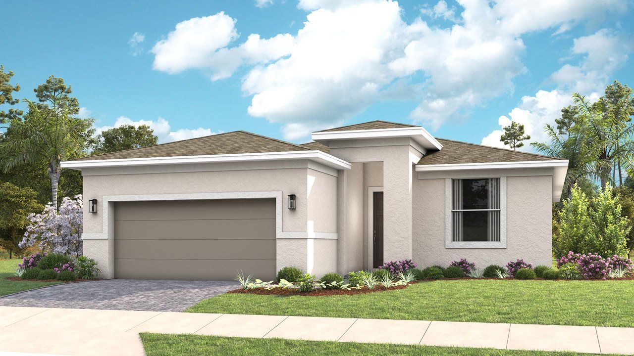 Exterior:Eva Model Home | Elevation A - Transitional