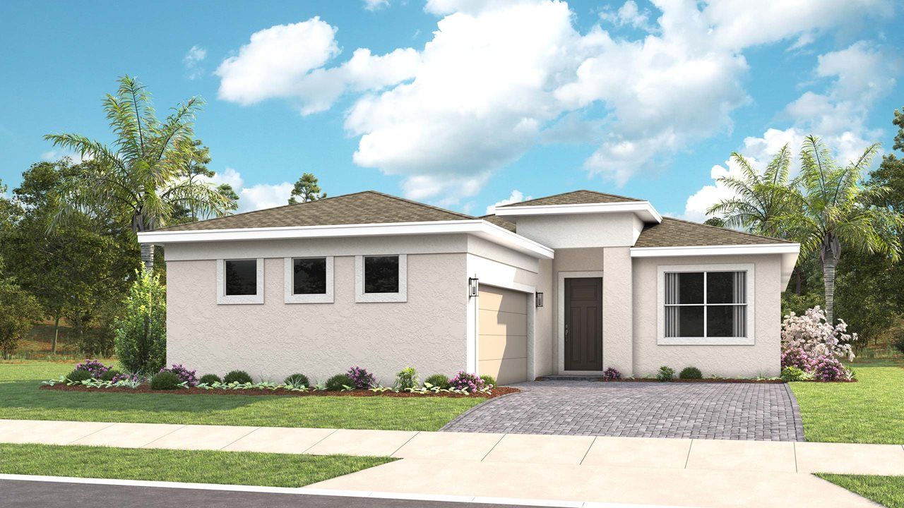 Exterior:Laura Model Home | Elevation A - Transitional
