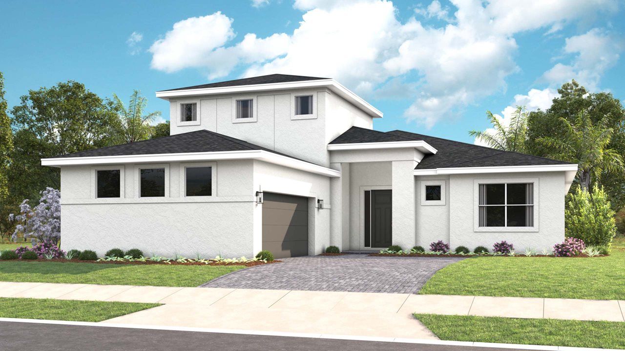 Exterior:Rachel Model Home | Elevation A - Transitional Bonus