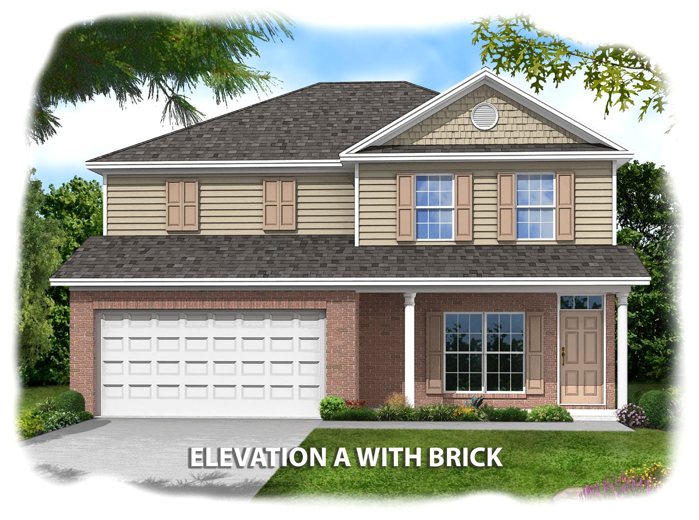 Exterior:Franklin-Elev-A-with-Brick-Accents