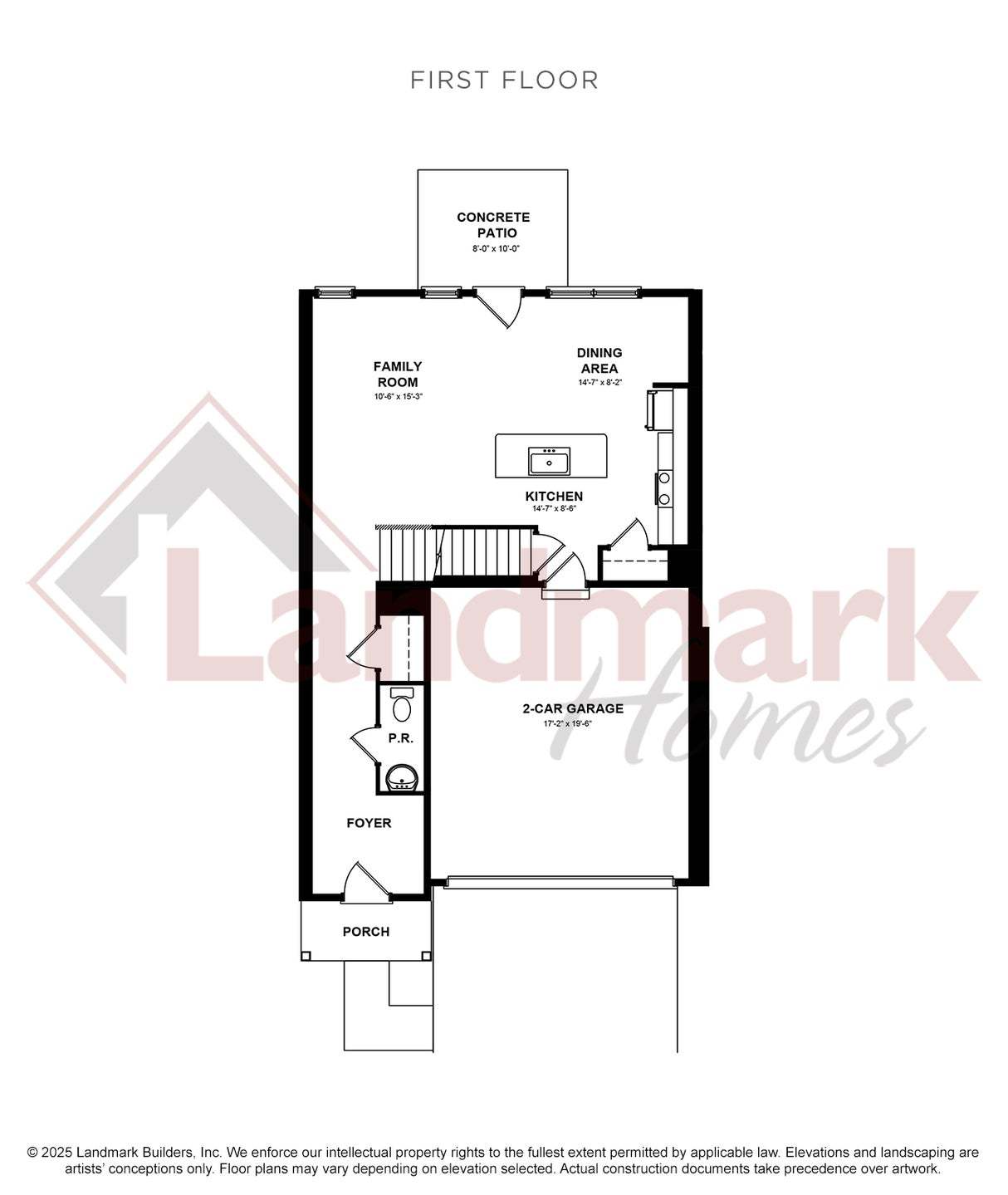 1st Floor Right of the Maya Townhome floorplan:1st Floor Right