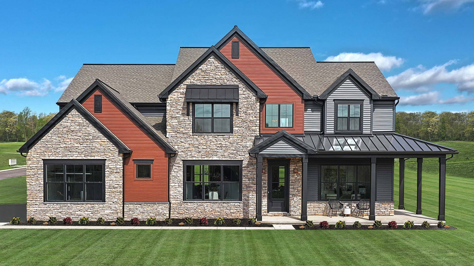 Exterior of the Brookfield Custom New Home in Denver PA at Hawk Valley Estates:Exterior of the Brookfield Custom New Home in Denver PA