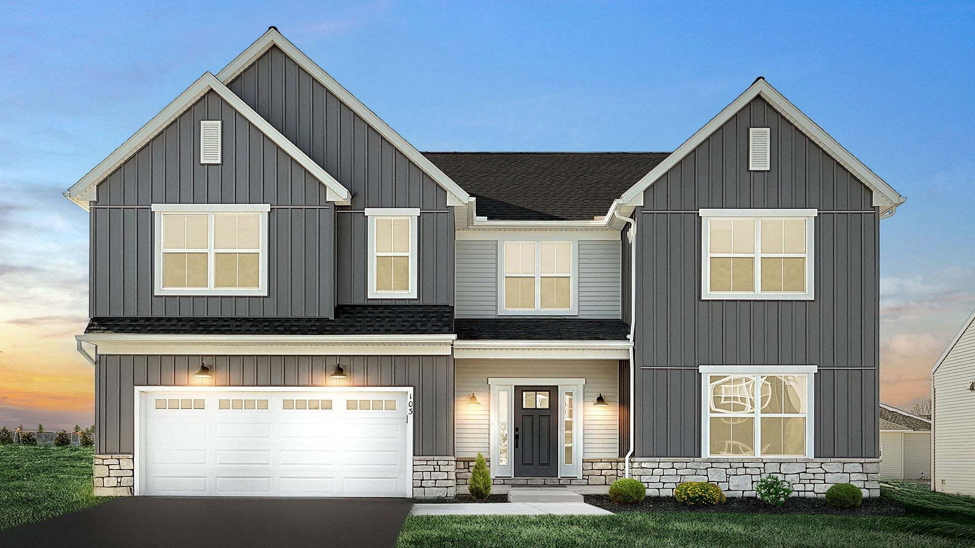 Amberbrooke New Home Exterior in New Home Community Trindle Place in Mechanicsburg:Amberbrooke New Home Exterior in New Home Community Trindle Place in Mechanicsburg