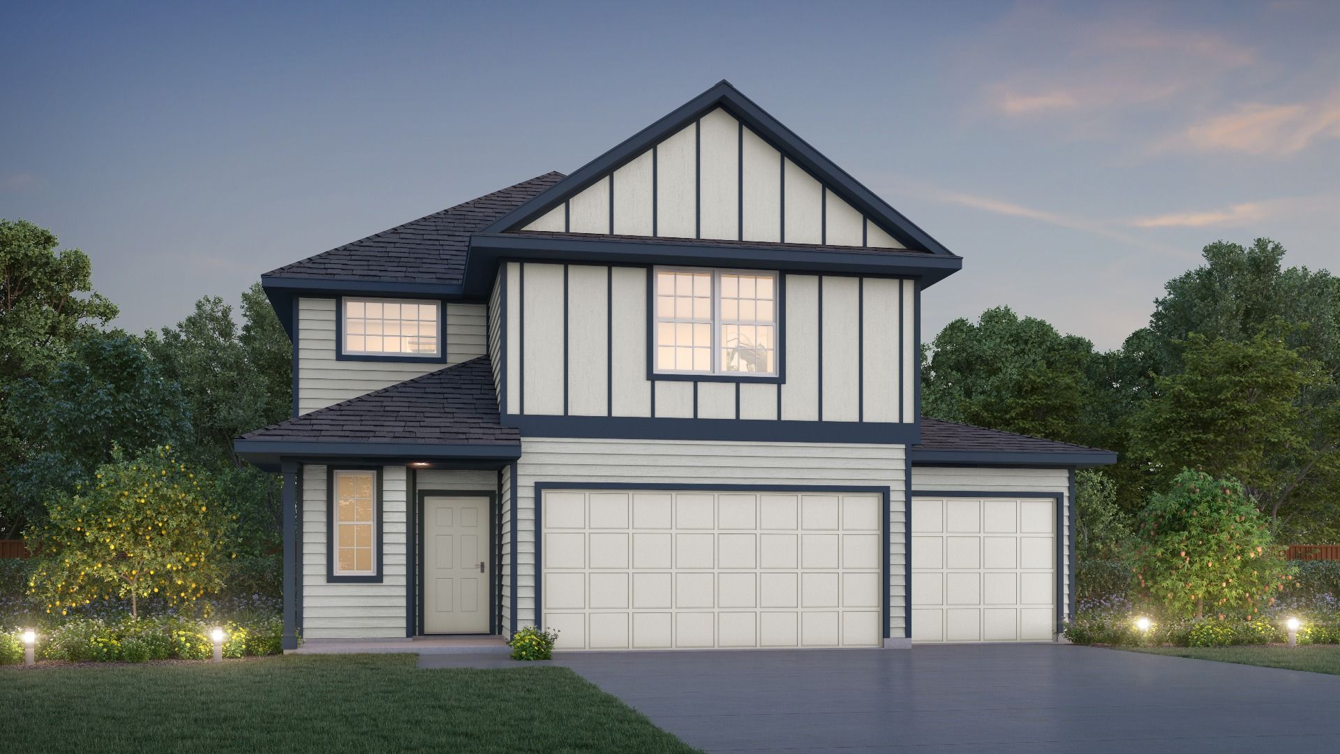 Elevation M 3CG - 1225 Marvin Grove:Elevation M 3-Car Garage