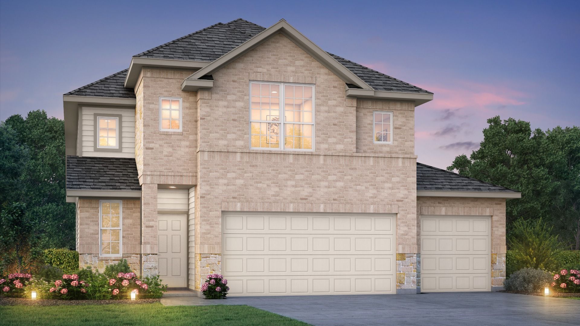 3016_Wisteria_E 3 Car.jpg:Elevation E 3-Car Garage