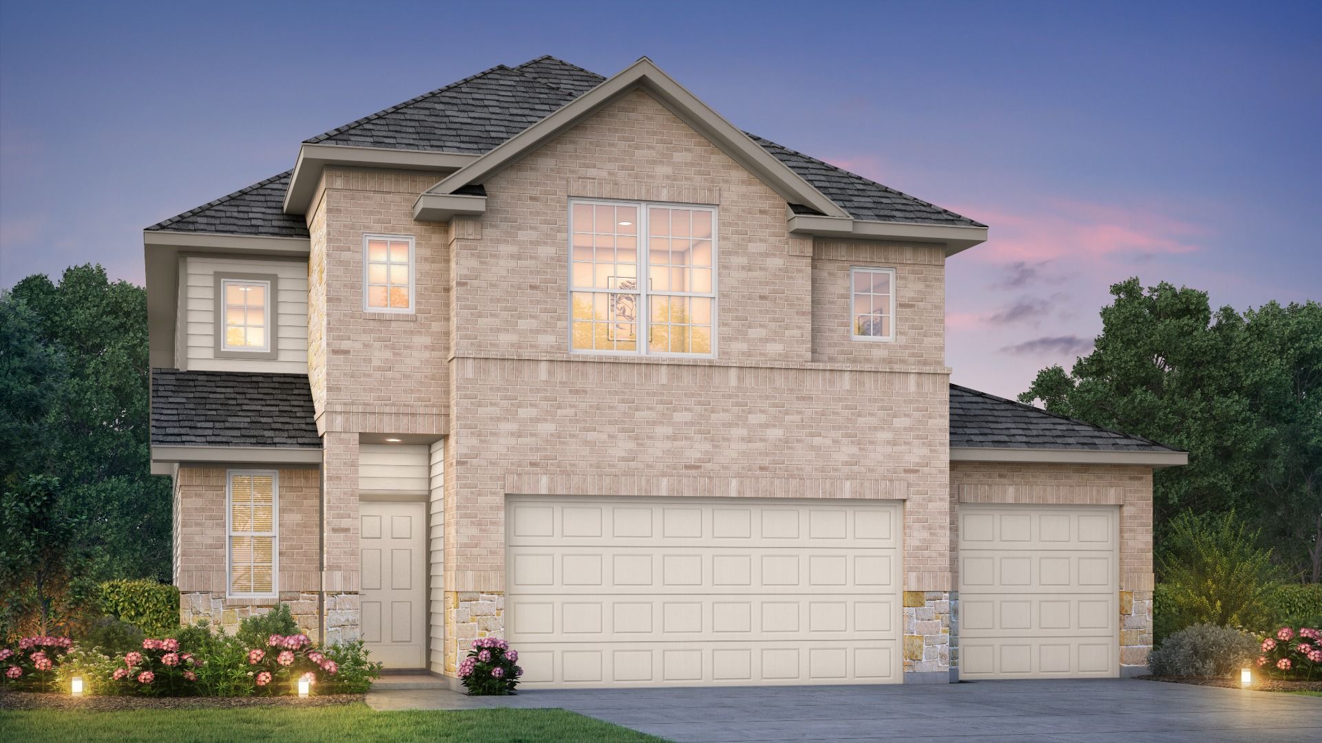 Legend Homes_3016_Wisteria_e.jpg:Elevation E 3-Car Garage