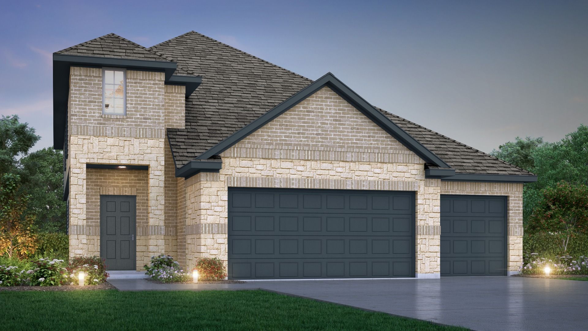 Legend Homes_3000 series_Redbud 3018_F_3Car_Sch 08.jpg:Elevation F