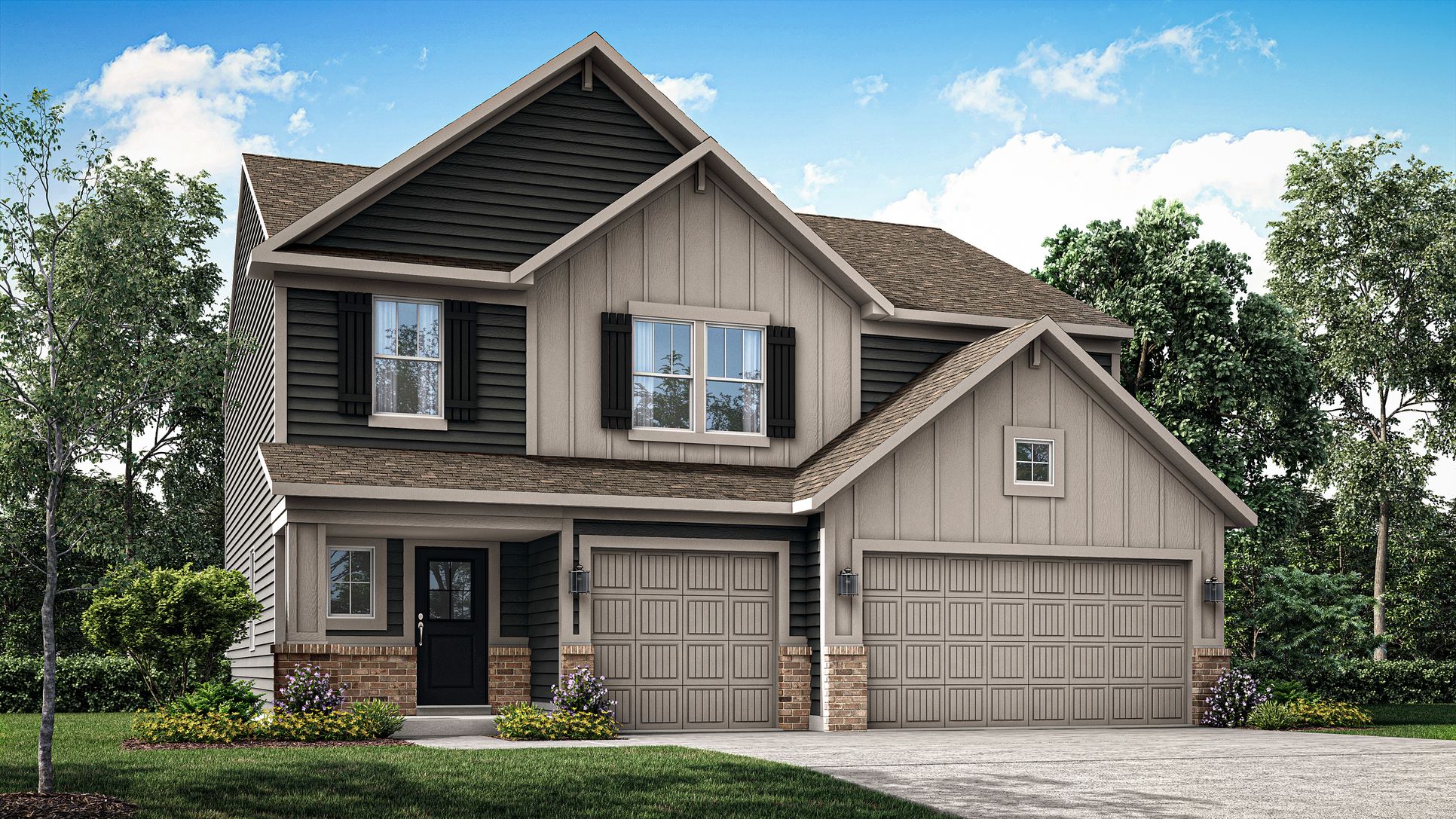 Exterior:Jasper   Elevation C   3 Car Garage  STD