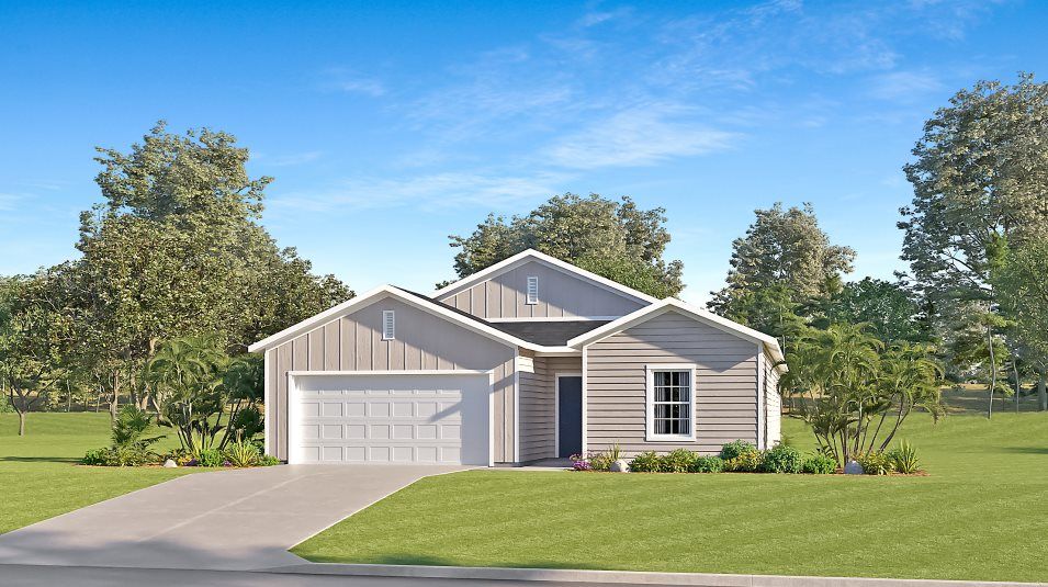 Elevation HB - A farmhouse-inspired ranch exterior