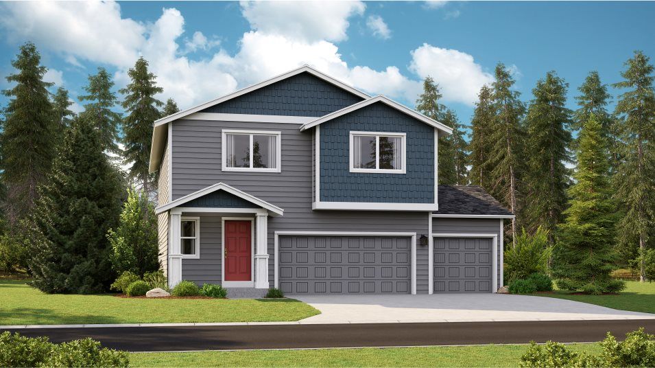 Elevation B - Riesling 3 car B elevation