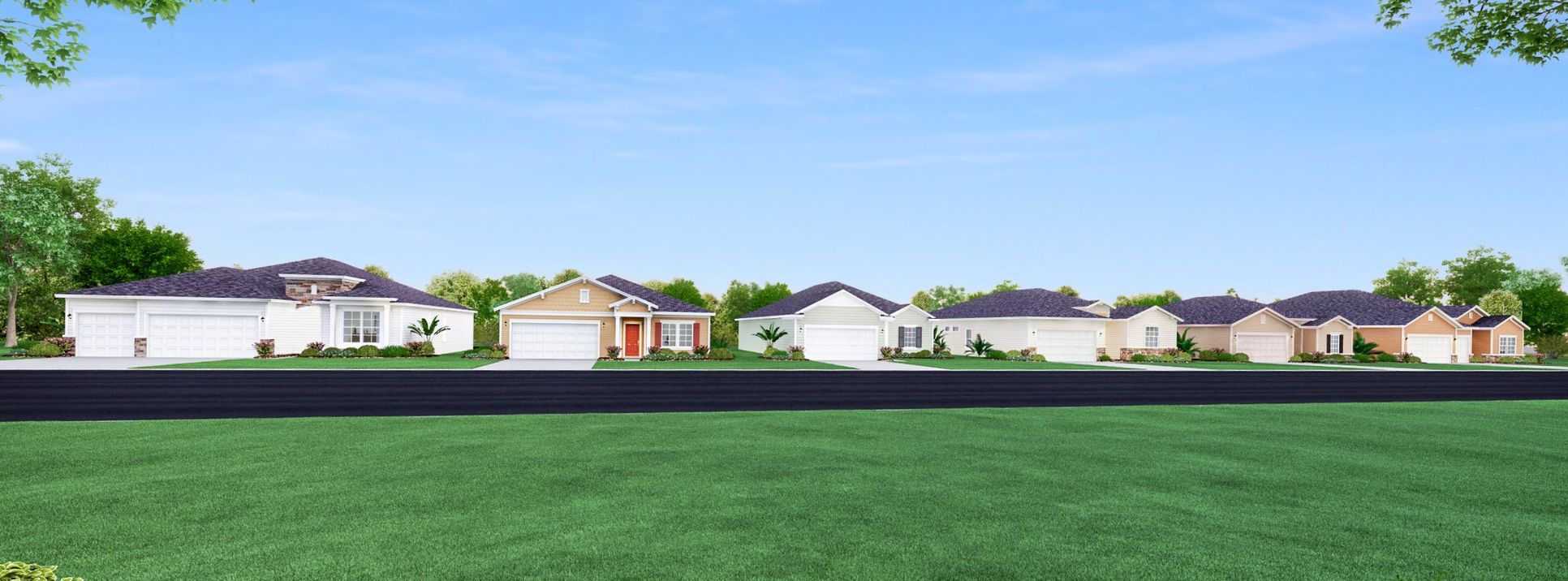 Marion Ranch plan streetscape view of homes