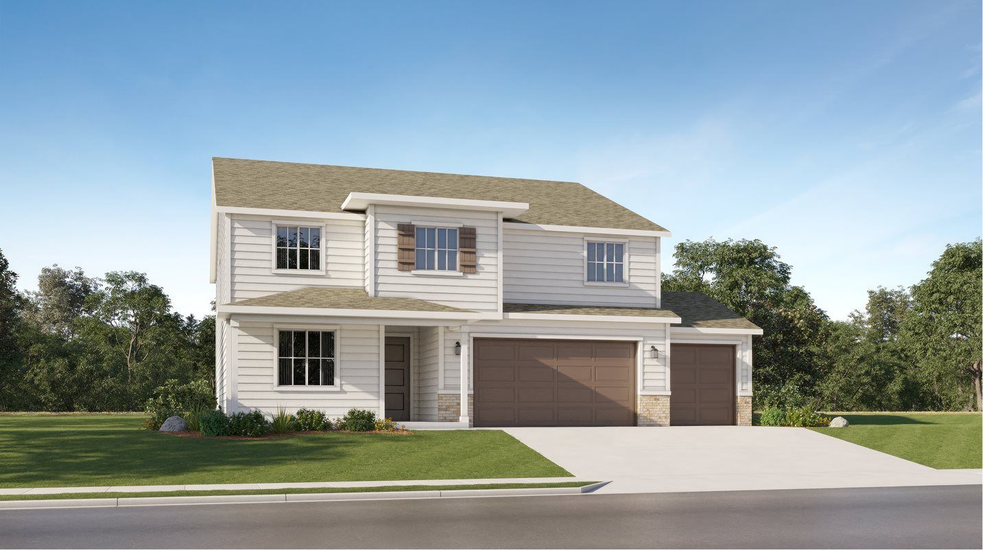 Elevation A3C - Traditional 3 car home image