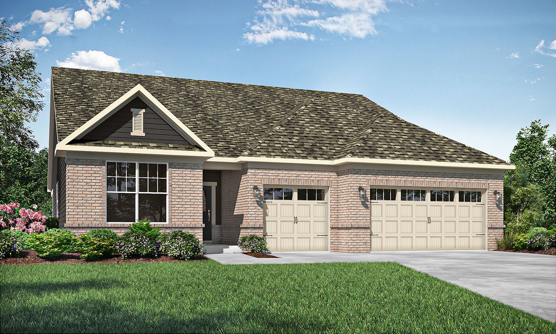 Exterior:Seabrook Elevation B 3 Car