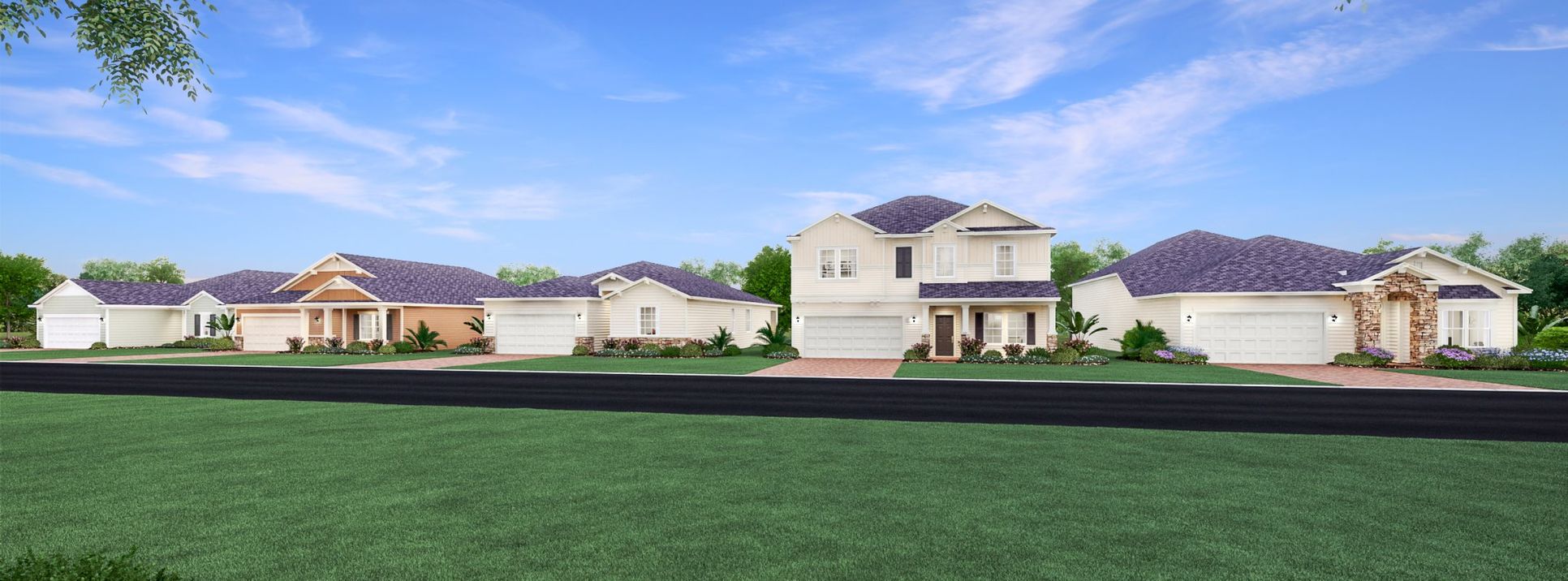 Street view of 50s homes