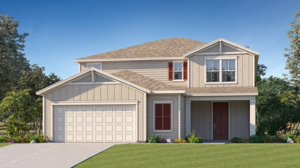 Elevation HB - Exterior with horizontal lap siding, batten elemen