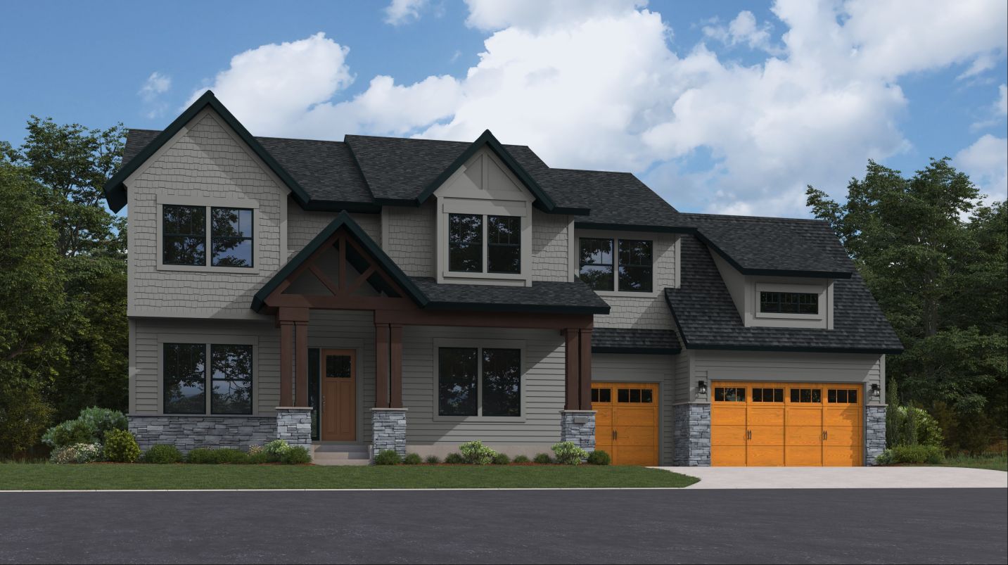 Elevation A - Cypress Exterior Rendering - Timber
