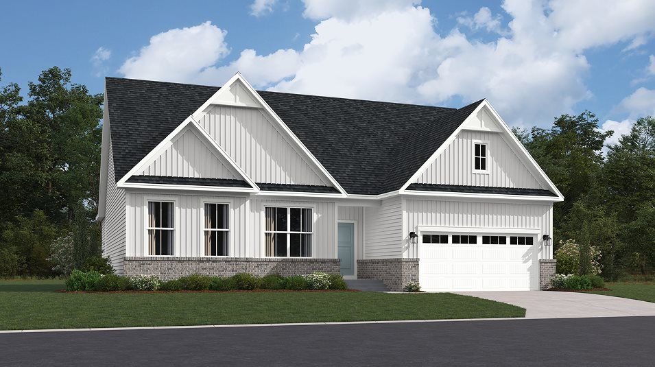 Elevation FWB - Chesapeake Exterior Rendering Farmhouse with Brick