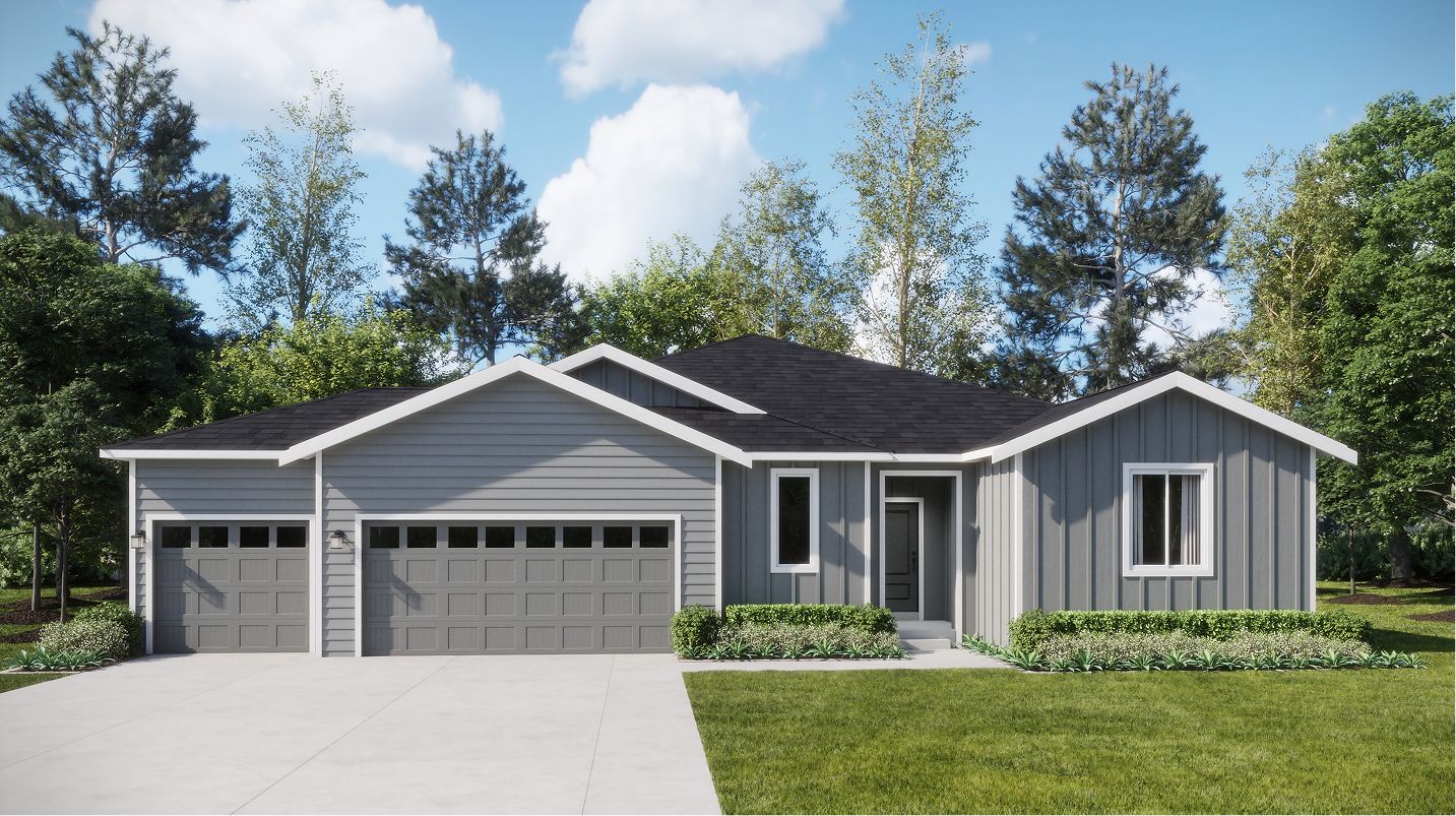 Elevation MF - 2242 Platinum Woodridge Benton3car Modern Farmhous