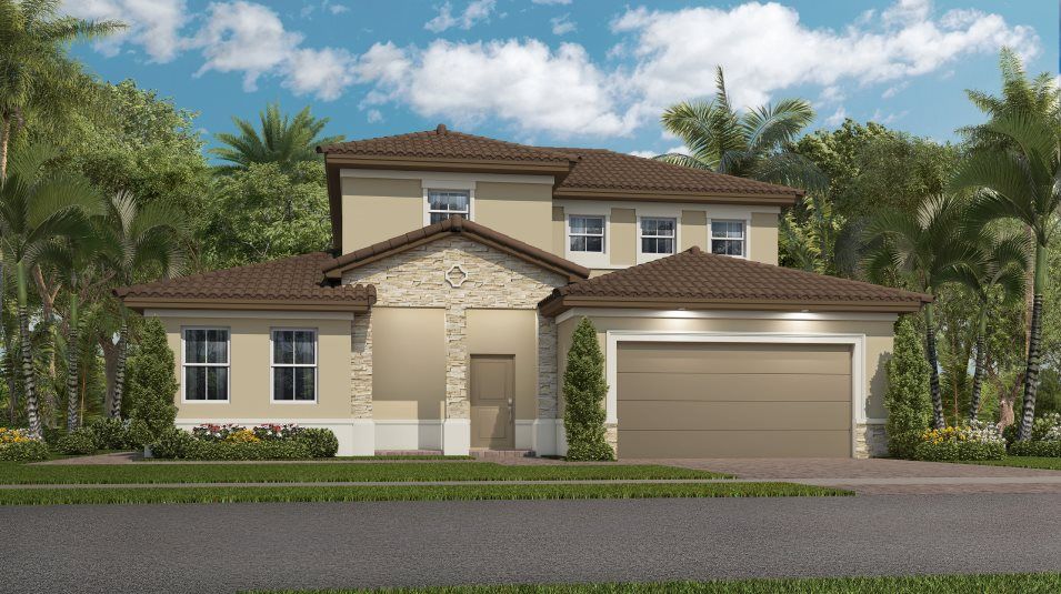 Elevation B1 - Exterior featuring stone accents, a stucco finish