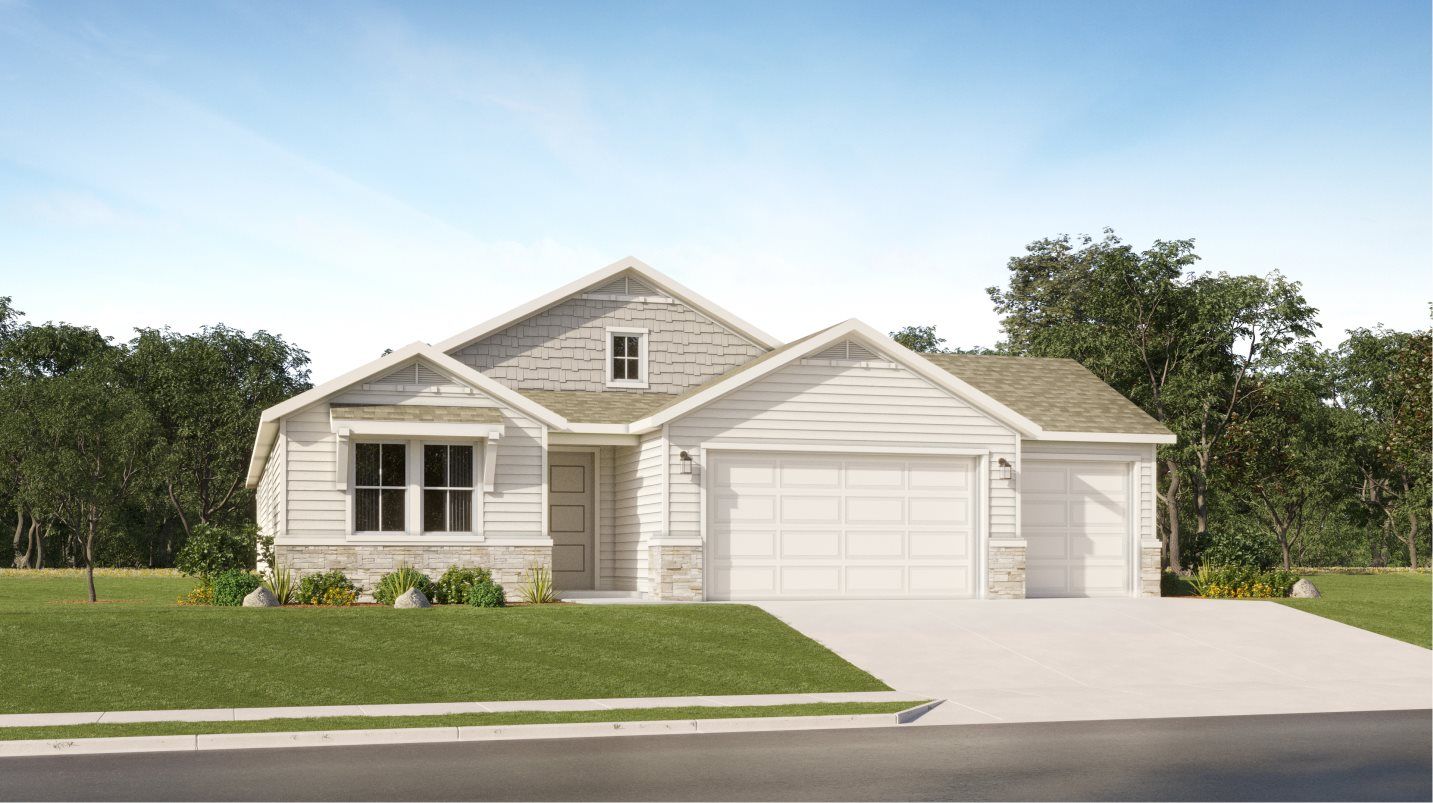 Elevation E3C - Craftsman 3-Car Garage