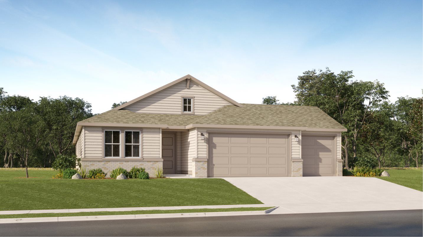 Elevation A3C - Traditional 3-Car Garage