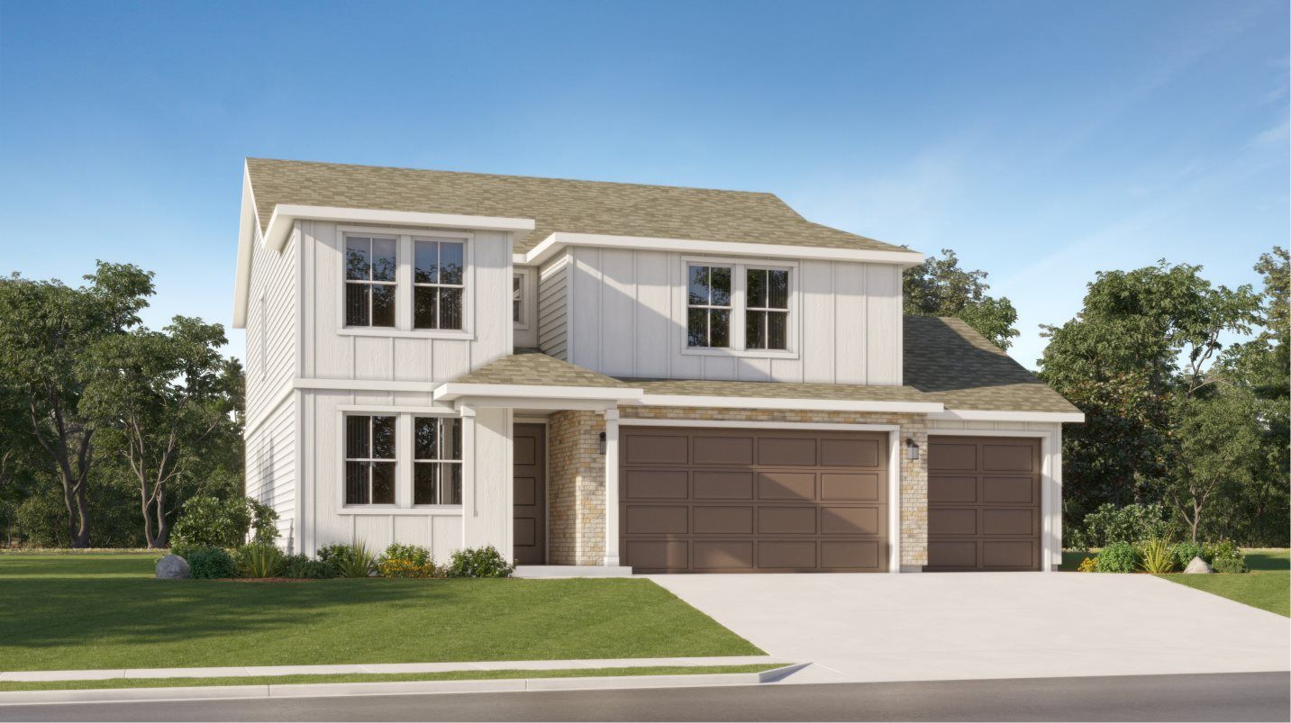 Elevation A3C - Plan 2301 Traditional 3-Car