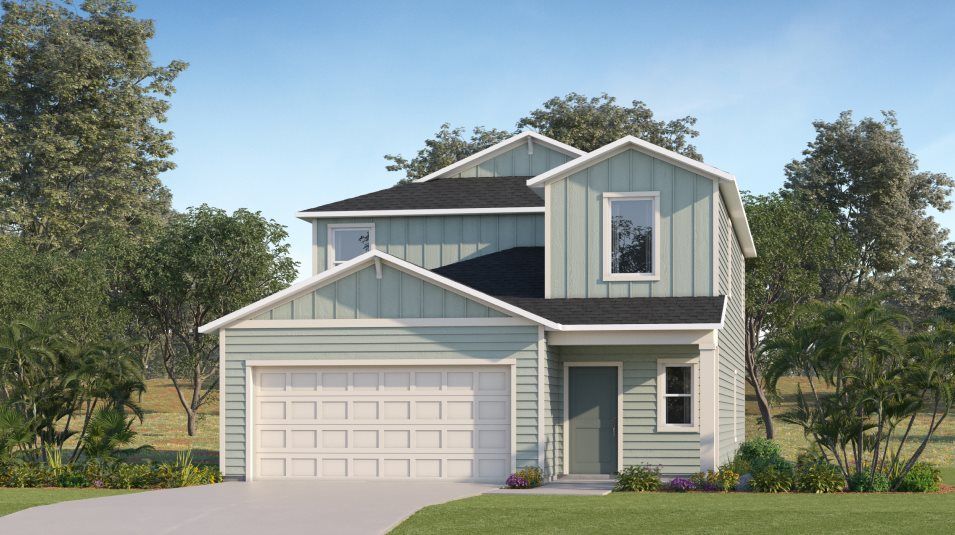 Elevation F - A farmhouse-inspired exterior