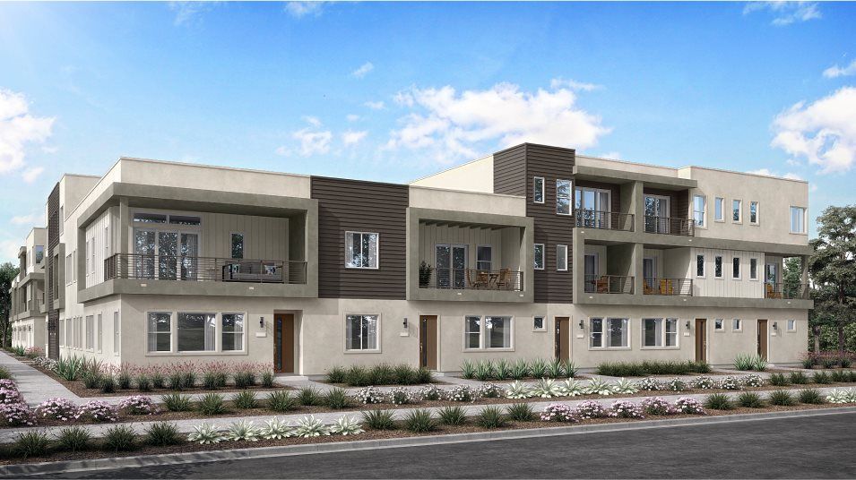 Elevation A - Modern townhome exterior