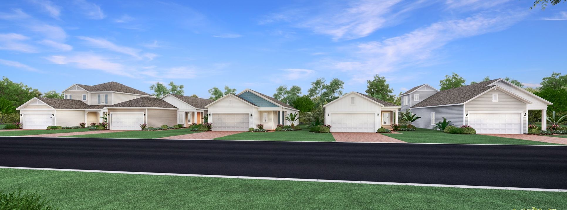 Street view of 50s homes