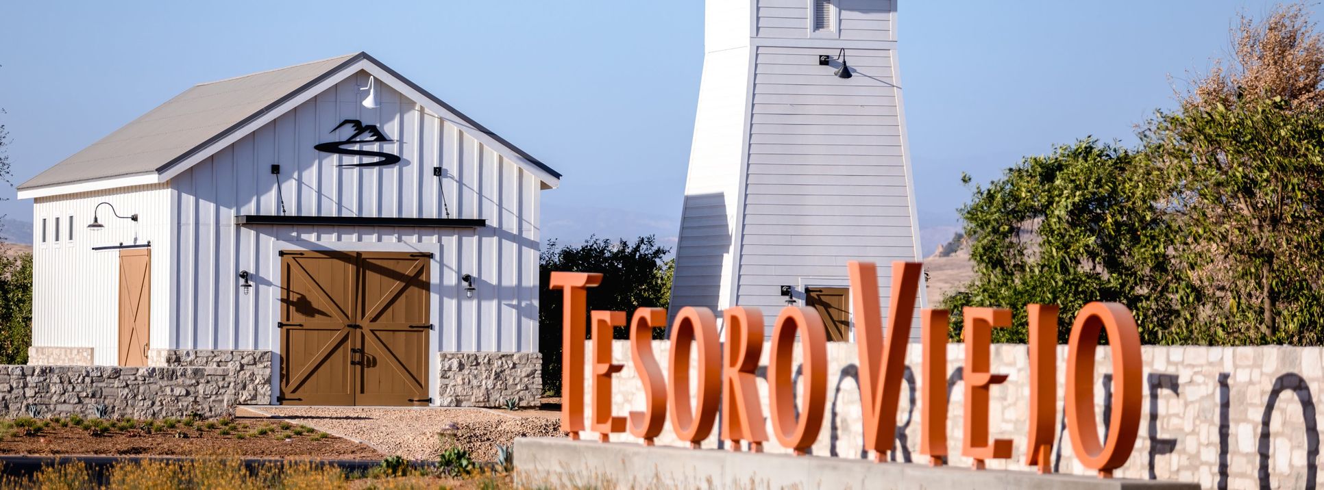 TV Barn and Tower at Tesoro Viejo monument sign