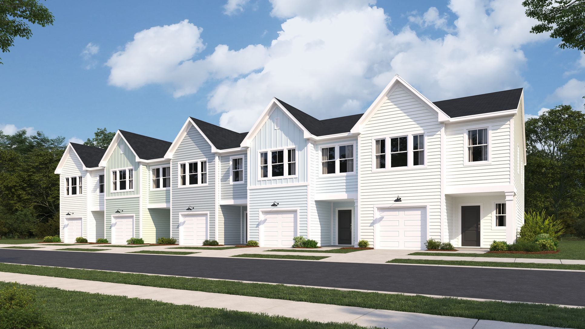 Exterior:Lindera Preserve Carson 5 Unit TH Gen3 elev DAY